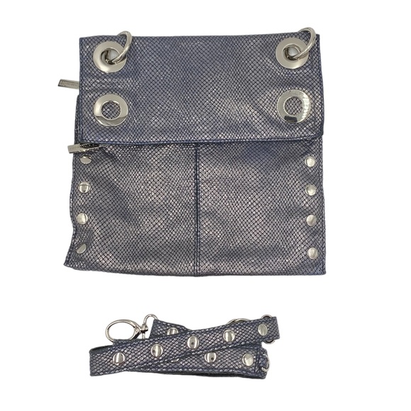 Hammitt Montana Large Reversible Black and Gray/Blue Leather Crossbody Bag - Picture 5 of 10